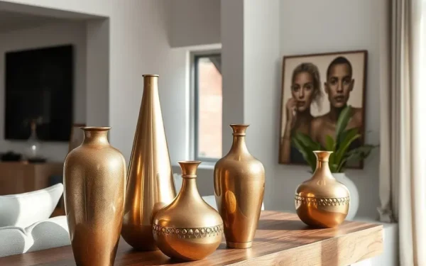 Styling artisanal metal home accents in a modern minimalist living room.