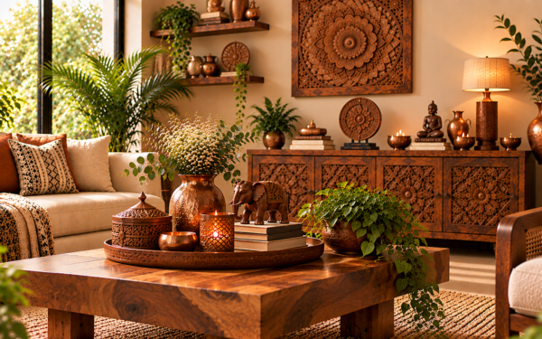Artisan home decor styling for a modern luxury aesthetic