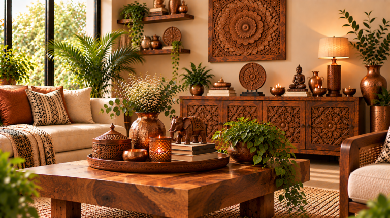Artisan home decor styling for a modern luxury aesthetic
