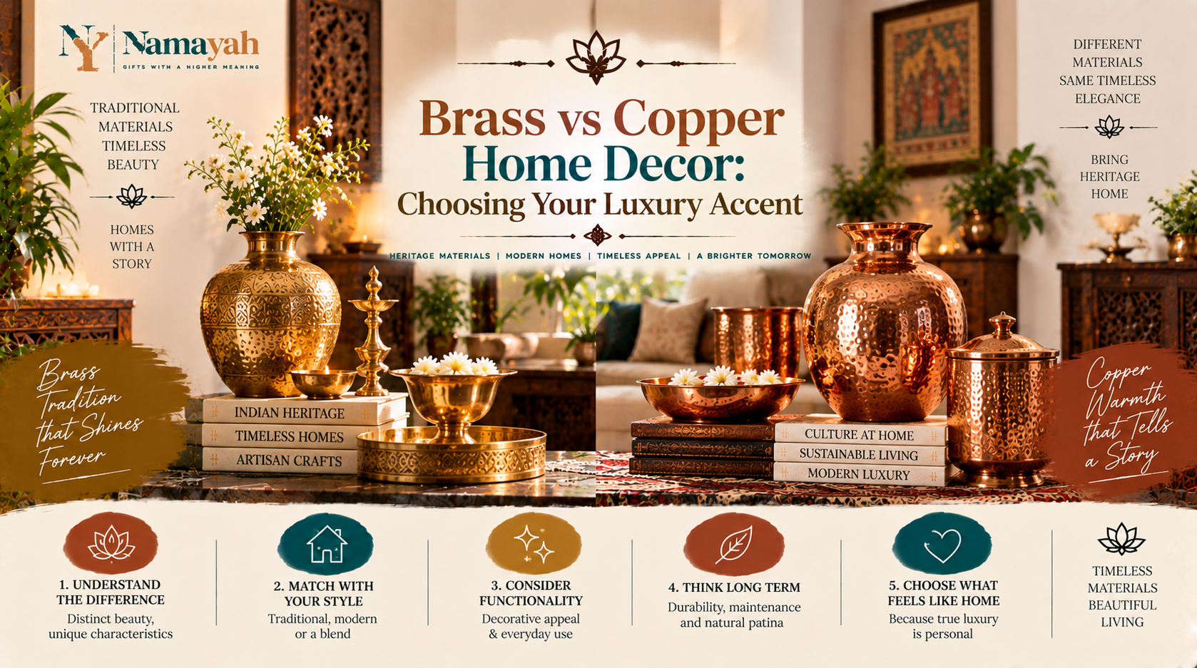 Brass vs Copper Home Decor: Choosing Your Luxury Accent