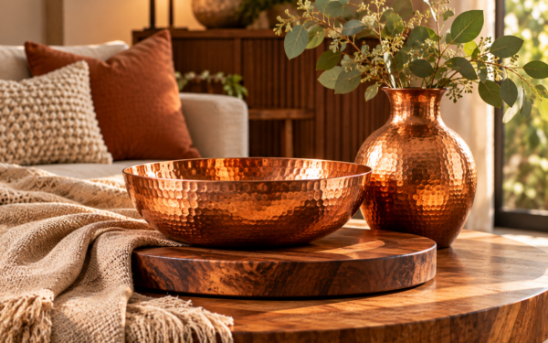 Layering Copper Accents with Wood and Textile