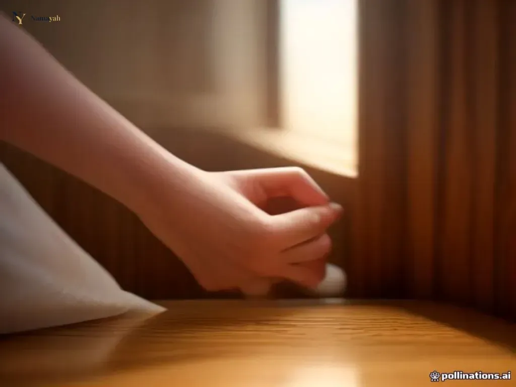 Close-up of hands carefully polishing a handcrafted wooden table surface with natural wax to maintain its beauty.