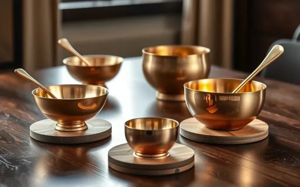 A curated selection of handcrafted brass and wooden artisanal corporate gifts displayed on a dark wooden table.