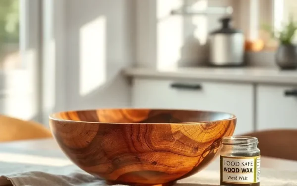 Close-up of artisan wooden serveware being maintained with natural wax on a linen surface.