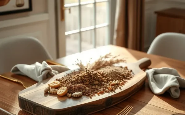 Luxury wooden serveware styled on a modern dining table for an elegant hosting setup.