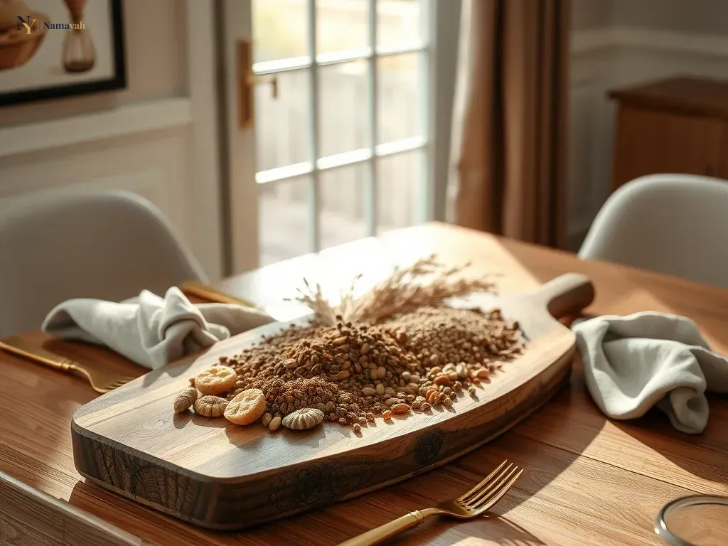 Luxury wooden serveware styled on a modern dining table for an elegant hosting setup.