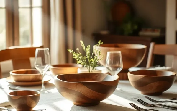 Styling artisan wooden serveware on a luxury dining table